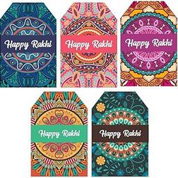 SVM CRAFT® Happy Raksha Bandhan Gift Tags (Pack of 50). d-2 Rakhi Gift Card Tags with Jute String for attaching to Gift Boxes and Cake Boxes.-image-111
