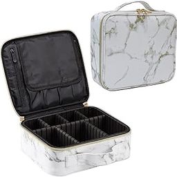 Travel Makeup Case Professional Cosmetic Train Box with Compartments – 10 Inch 1 Layer Marble Pattern Organizer for Brushes Tools and Beauty Accessories for Artists Or Personal Use-image-42