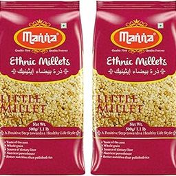 Manna Little Millet 1Kg Unpolished, Certified Low GI, Glycemix Index value 27, Kutki/Samai/Same/Samulu/siridhany, 20% more protein & 100% more Fibre than white rice. Natural Grains-2