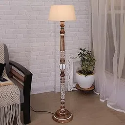 Homesake® Floor Lamp for Living Room Traditional Farmhouse Tall Standing Lamp Mid-Century Antique Bedroom Pole Lamp with Beige Drum Fabric Shade (Carving)-image-65
