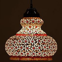 earthenmetal surahi Shaped Decorated Multicolour Glass Hanging Light-20
