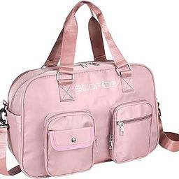 Nylon 43 Cm Expandable Travel Duffle Bag for Women Outdoor Weekend Handbag Lightweight Water Resistant Luggage Bag with Shoulder Strap(Pink, 43 x 30 x 17 Cm)-image-38