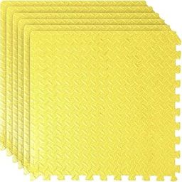 GSQUARE Fitness Puzzle Mat, Gym Floor Mat, Exercise Mat, EVA Foam Interlocking Tiles, Protective Flooring for Gym Equipment and Workouts, 12mm Extra Thick (Yellow, 4pcs - 16 Square Feet)-image-27