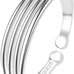 highspark 92.5 Sterling Silver Toe Rings for Women | 92.5 Sterling Silver Adjustable Contemporary Style & Stunning Shine | Single Piece Only | Lovely Gift-picture-4