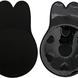 ANESHA Adhesive Strapless Sticky Invisible Push up Silicone Bra for Backless Dress with Nipple Covers Black Colour Pack of 1 Free Size-image-64