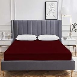 CheckMe Waterproof Cotton Feel Terry Mattress Protector, Breathable Hypoallergenic Noiseless Ultra Soft Elastic Fitted Bed Mattress Protector,/Cover King Size (84x75 Inch / 7x6.25 feet), Maroon-image-34