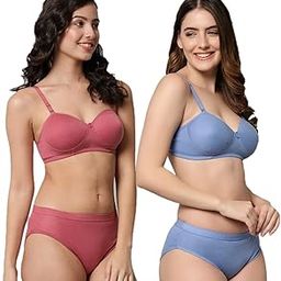 Women Cotton 2 Piece Bra and Panties Lingerie Set for Honeymoon | Anniversary | Everyday Bra Panty Combo-image-8
