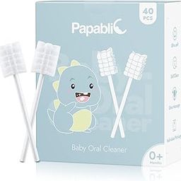 [40-Pack] Papablic Baby Tongue Cleaner, Upgrade Gum Cleaner with Paper Handle for Babies and Infants Ages 0-2 Years-24