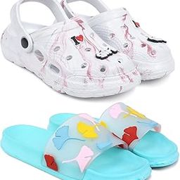 Combo Pack of 2 Slipper/Flip Flops/Slides/Clogs/Sandals with Adjustable Back Strap for Women (WCL-LGirl,Gobi)-image-70