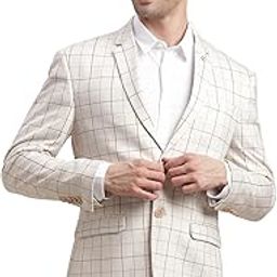 Men Knitted Notch Lapel Collar Beige Single Breasted Casual Blazer-picture-50