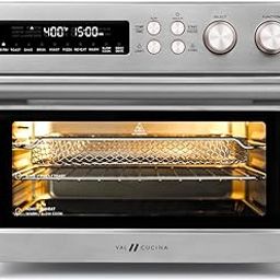 VAL CUCINA Infrared Heating Air Fryer Toaster Oven, Extra Large Countertop Convection Oven 10-in-1 Combo, 6-Slice Toast, Enamel Baking Pan Easy Clean with Recipe Book, Brushed Stainless Steel Finish-image-38