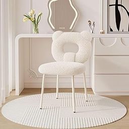HAOWINS-PAN Cream Style Makeup Chair Dining Chair Bedroom Dressing Chair Makeup Stool Light Luxury Bear Dressing Stool-image-2