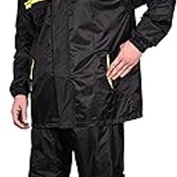 Rain Coat for Men Waterproof for Bike Riders with Adjustable Hood along with inner pockets,Waterproof Raincoat with Polyester Jacket,Pants and Waterproof Drawstring Bag (IN, Alpha, 3XL, Black.)-image-75