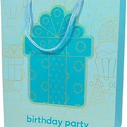 Birthday Party Gift Bag – Large Blue Present Design with Glitter Highlights & Rope Handle (Medium) Set Of 5-image-91