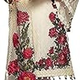 Women's White Faux Georgette Semi Stitched Top With Unstitched Santoon Bottom and Net Dupatta Embroidered Straight Kurta Dress Material (Pakistani Salwar Suit) (ME-P-1048)-9