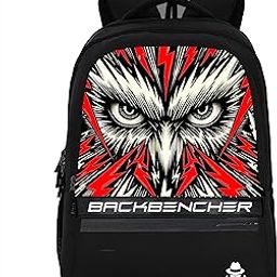 Unisex OWL EYES BACKBENCHER Casual Backpack, Free Size, Polyester - Premium Leather Like Material, 2 Compartments, 2 Hidden Pockets, Black-image-8