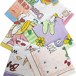 Pure 100% Cotton Attractive Cartoon White printed Hankies for boys, girls,kids, babies(Set of 6)-image-15
