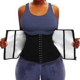Shopipistic Unisex Sauna Belt for Women Weight Loss Belly Fat, Sweat Belt for Men Extreme Fat Burner, Dual Compression Gym Waist Trainer with 3 Row Hook & Eye Closure Corset Belt and Zipper-image-10