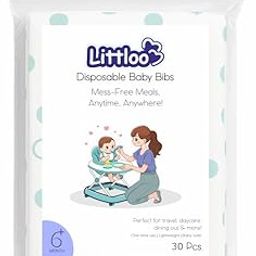 LITTLOO Disposable Baby Bibs – 30 Count | Waterproof, Lightweight, One-Time Use Bibs for Infants & Toddlers | Travel-Friendly | No Mess Feeding | Baby Feeding Essentials 6+ Months-73
