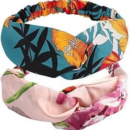 Soft Fabric Headbands for Women, Top Knot, Cross Bow, Turban Boho Headbands for Women and Girls (Pack of 5) Multicolor-picture-15