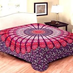 VKMarotia Peacock Wing Indian Mandala Bohemian Art Wall Hanging Bedspread Bedcover Beach Throw Blanket Yoga Mat Tapestry (Purple, Twin)-5