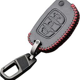 AUTOFRILL Leather Car Key Cover Compatible for Hyundai i20 Active | i20 Elite | Aura | Venue | Xcent | i10 Grand | i10 Nios 3 Button flip Key (Black) (Compare Key Shape & Key Blade Before Ordering)-image-83