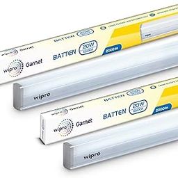 Wipro Garnet 20W LED Batten for Living Room & Bedroom | Bright & Energy Efficient Tubelight for Home | Cool Day Light (6500K) with 2000 Lumen | 2 Feet, Pack of 2-18