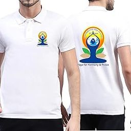 Yoga Day White Polo T-Shirt for Men and Women| Dryfit Sports Fabric-image-37