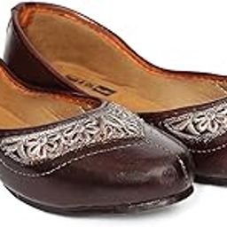 Women's & Girl's Brown Pure Leather Stylish Ethnic Shoes | Rajasthani Jutti, Mojari, (Size-image-24