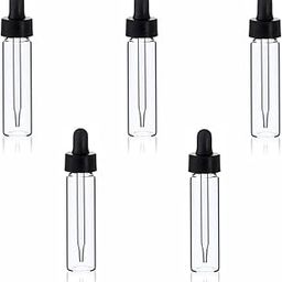 MagnaKoys® 2 Dram 1/4 oz Clear Glass Vials w/Straight Black Bulb Eye Glass Droppers for Essential Oils & Liquids (Pack of 5)-11