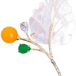 MOP Leaf Brooch Pin | 18k Gold Plated | Trendy, Lightweight & Comfortable | Stylish & Tarnish-Resistant | Qty : 1pc-image-86