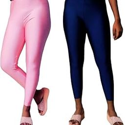 Shiny Ankle Length Slim fit Premium Cotton Lycra Stretchable Shimmer Leggings for Women-image-38