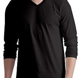 Men's Regular Fit Premium Plain 100% Cotton V Neck Full Sleeves Stylish, Trendy, Casual Plain Pootlu Tees and Tshirts-image-20