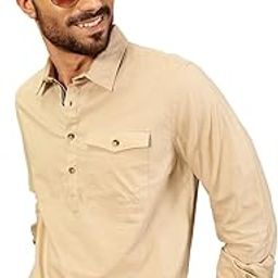 Men's | Solid | Full Sleeve | Slim Fit | Cotton Linen | Spread Collar | Kurta Shirt-picture-24