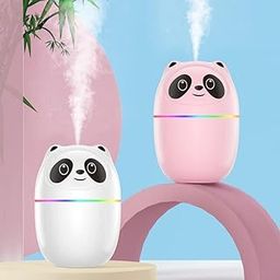 Mini Cute Cartoon Panda Air Humidifiers for Room Moisture, Personal Desk Humidifier with 7 Color Night Light, 2 Mist Spray Modes Aroma Essential Oil Diffuser for Home, Car & Office (220ml)-90