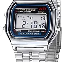 Vintage Edition Digital Watch, Water Resistant, Silver Stainless Steel, LCD Display-image-59
