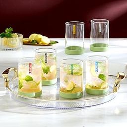 Borosil 295ml 6pc Vision Drinking Glass Set with Light Green Color Silicone Base | Made in India Borosilicate Glass Tumbler for Water/Juice| Microwave & Dishwasher Safe for Dailyuse & Gifting-23
