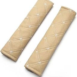 NIKAVI, (2 PCS) SEAT Belt Shoulder PAD (White LINE Beige)-image-63