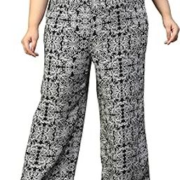 Women Plus Size Printed Flared Beachwear Pants with Elasticated Waist-4