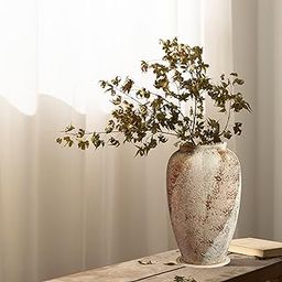 Prettidecor Rustic Ceramic Farmhouse Flower Vase, Ceramic Vase for Home Decor, Living Room Decoration, Shelf Decor, Mantel, Dinner Table Office Decorations Vase-image-58