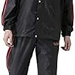 Zip Sauna Suit for Weight Loss Running Exercise Outdoor Indoor Home Gym Workout Men Sweat Suit Zip Full Sleeve Sauna Top with Trouser Polyester Sweat Suit Exercise Suit (XL)-16