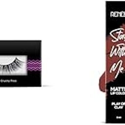 RENEE False Eyelashes Long Natural 3d Fake Eyelash Fallback 1 PairStay With Me Matte Liquid Lipstick, Long Lasting, Non Transfer, Water & Smudge Proof, Light Weight Liquid Lipstick, Play of Clay, 5ml-10
