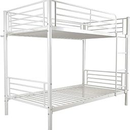 Karl home White Bunk Bed Twin Over Twin, Metal Bunk Bed with Built-in Ladder and Safety Guardrail, Space-Saving Twin Bunk Beds for Kids, Teens & Adults, No Box Spring-image-75