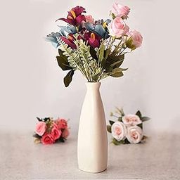 Five Star | Elegant Ceramic White Bottle-Shaped Vase - Stunning Centerpiece for Home Decor [only vase ] (Triangular)-image-11