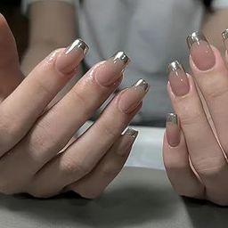 Nakhi 24 Reusable Artificial Fake Nail Set | Peach Color With Golden Tip Design Almond Glossy Nails | Lightweight & Long Lasting| Quick Fix For Festivals & Special Occasions-picture-15