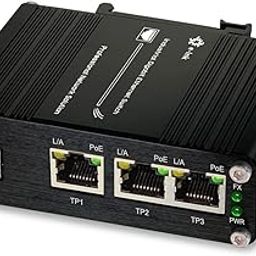 Industrial Gigabit 3 Ports PoE Ethernet Switch PoE+ Fiber Switch with 100/1000M SFP Slot Adaptive DIN Rail Unmanaged 10/100/1000Mbps Network Switch IEEE802.3af/a-14