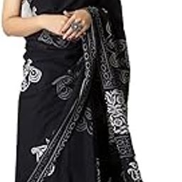 Women's Banarasi Mulmul Cotton Saree With Blouse Piece (Black)-picture-16