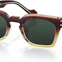 | Alfredo Square Acetate Sunglasses | Premium Branded Goggles for Men| Shades for Women Stylish|Naked Wirecore Decoration |UV Proof&Polarized|Italian Classic Design|Hand Crafted Chasma-image-87