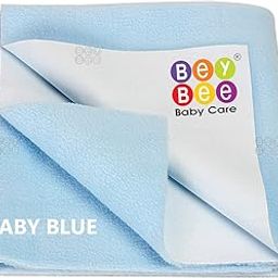 BeyBee Waterproof Quick Dry Sheet for Baby| Bed Pad Anti-Piling Fleece Extra Absorbent Washable Matress Protector| Baby Bed Protector Sheet for Toddler Children, Medium Size, 100x70cm, Blue-40