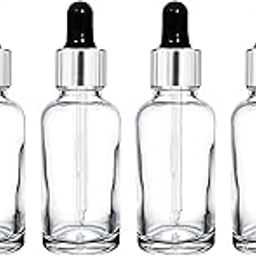 nsb herbals 30 ML Clear/Transparent Round Empty Glass Bottle + Glass Dropper + Silver Ring + Silicone Black Teat, Refillable, Reusable, Leak Proof For Essential Oils, Perfumes (Pack Of 6)-26